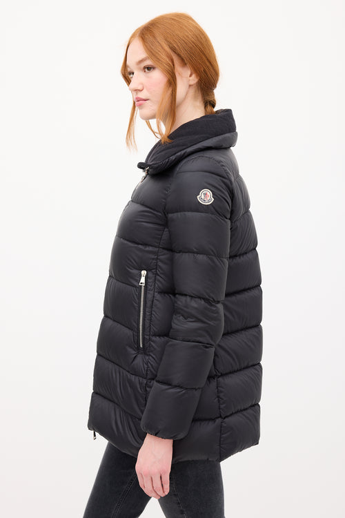 Moncler Black Down 
Wool Collar Torcyn Puffer Jacket