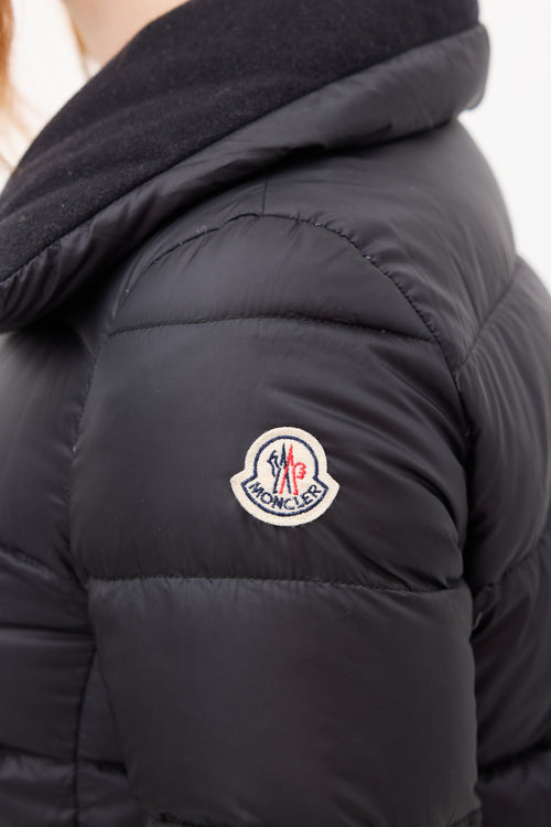 Moncler Black Down 
Wool Collar Torcyn Puffer Jacket