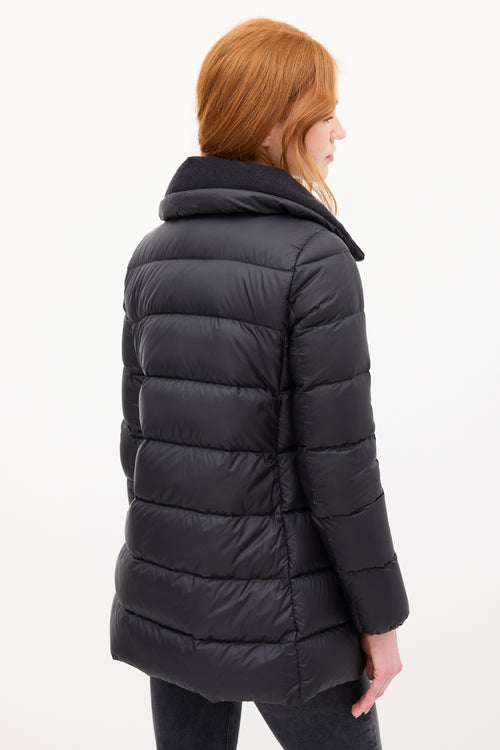 Moncler Black Down 
Wool Collar Torcyn Puffer Jacket