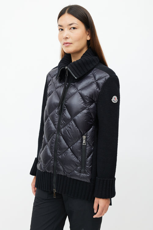 Moncler Black Knit Quilted Down Jacket