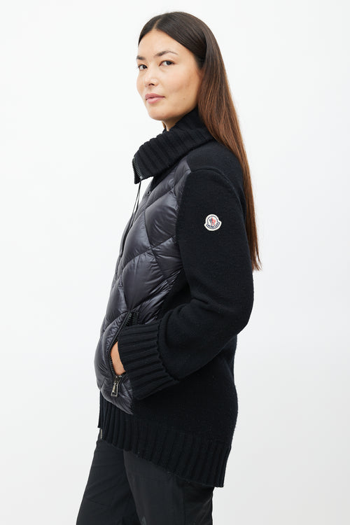 Moncler Black Knit Quilted Down Jacket