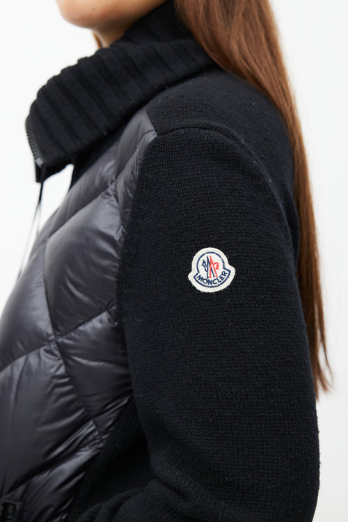 Moncler Black Knit Quilted Down Jacket