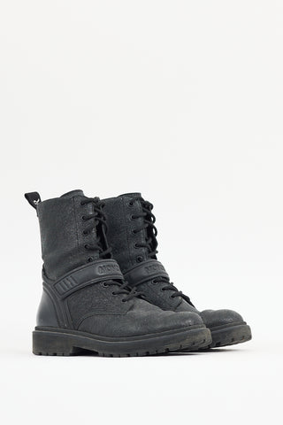 Moncler Black Leather Calypso Ankle Boot