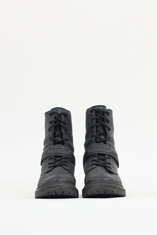 Moncler Black Leather Calypso Ankle Boot