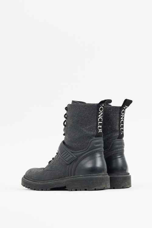 Moncler Black Leather Calypso Ankle Boot