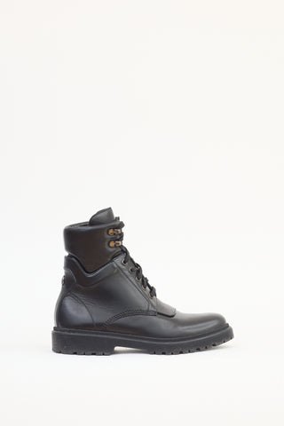 Moncler Black Leather Patty Combat Boot