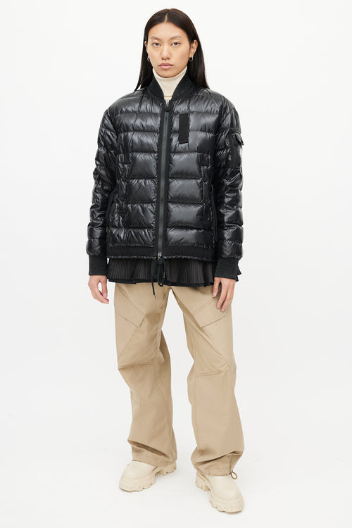 Moncler Black Lucy Scarf Puffer Down Jacket