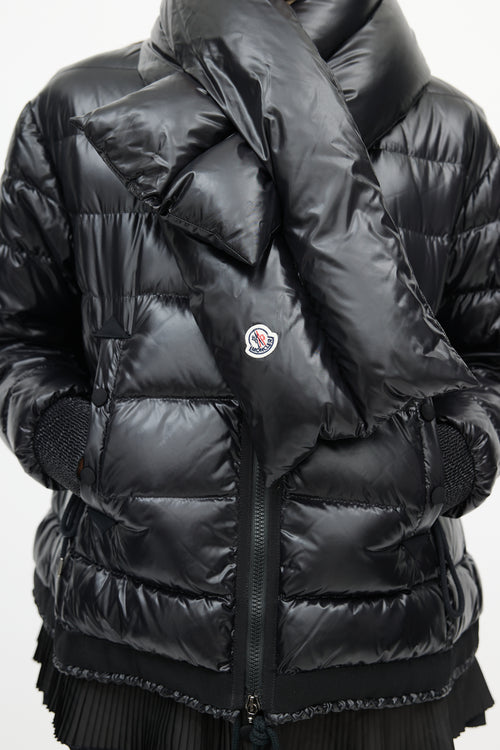 Moncler Black Lucy Scarf Puffer Down Jacket