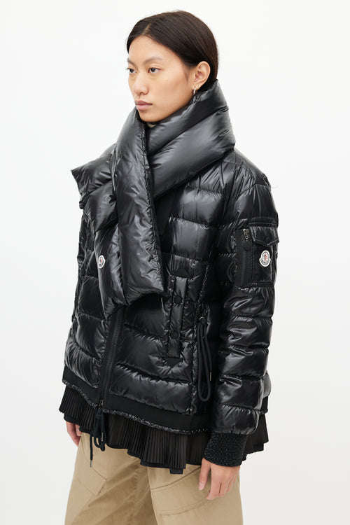 Moncler Black Lucy Scarf Puffer Down Jacket