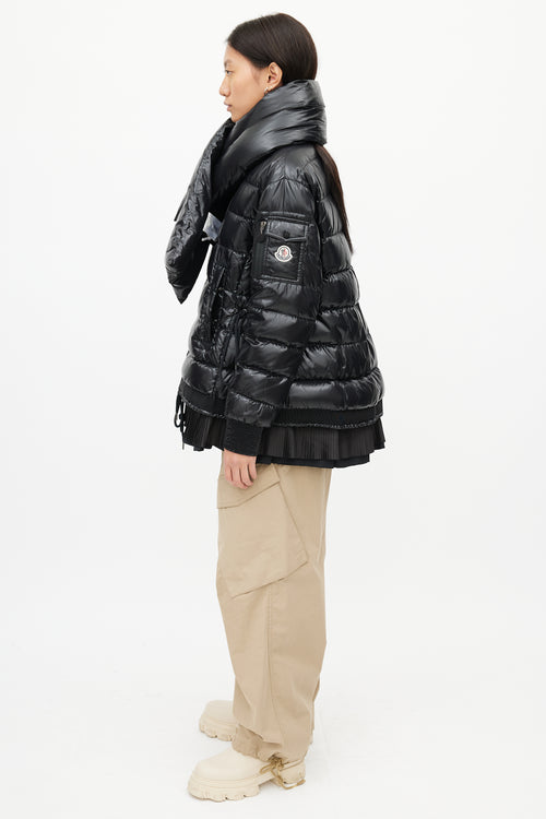 Moncler Black Lucy Scarf Puffer Down Jacket