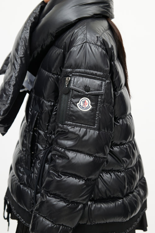 Moncler Black Lucy Scarf Puffer Down Jacket