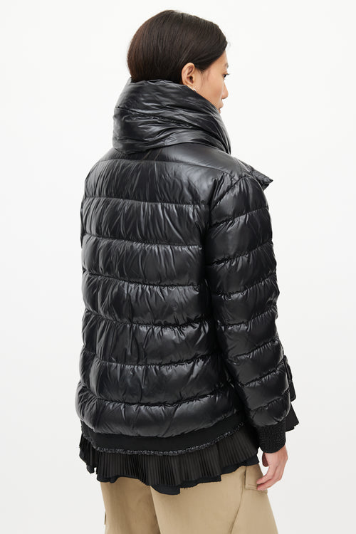 Moncler Black Lucy Scarf Puffer Down Jacket