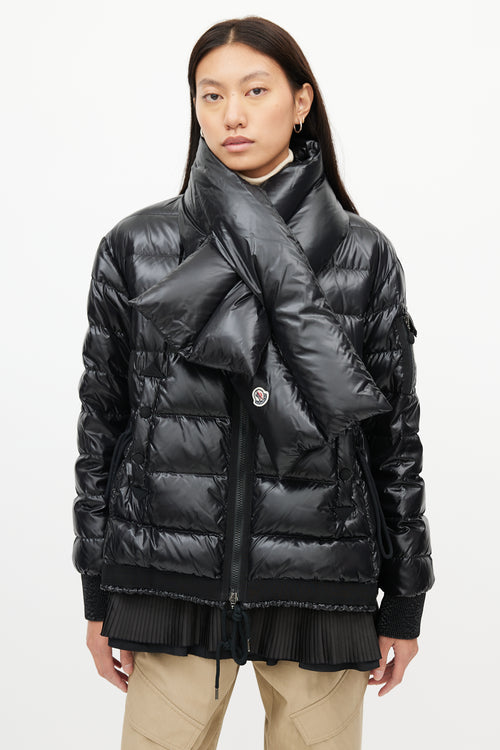 Moncler Black Lucy Scarf Puffer Down Jacket