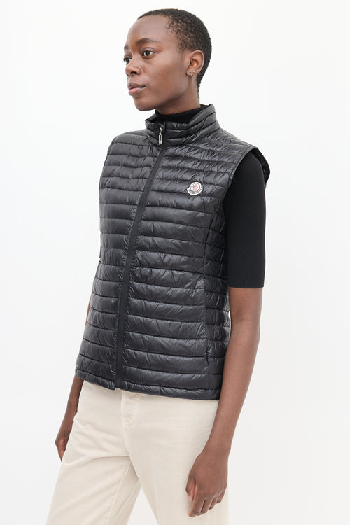 Moncler Black Nylon Quilted Down Vest