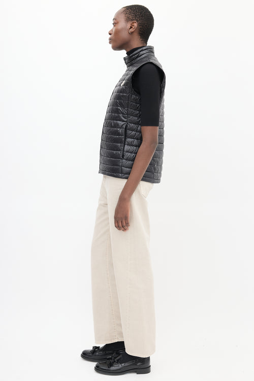 Moncler Black Nylon Quilted Down Vest