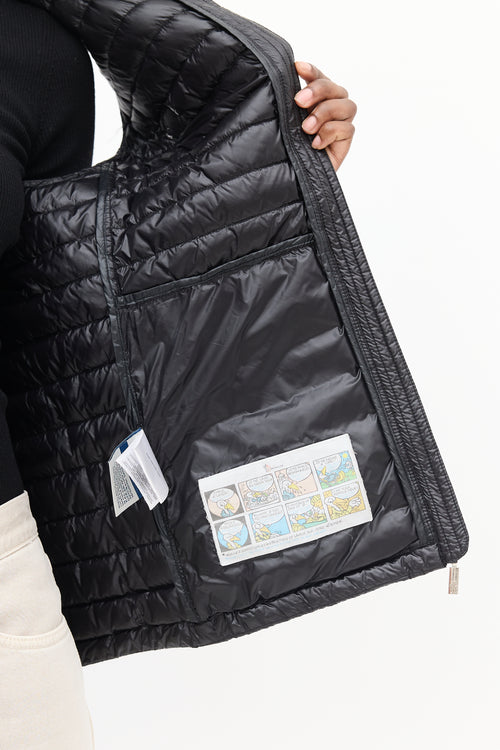 Moncler Black Nylon Quilted Down Vest