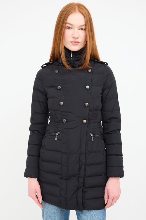 Moncler Black Quilted Down Double Breast Coat