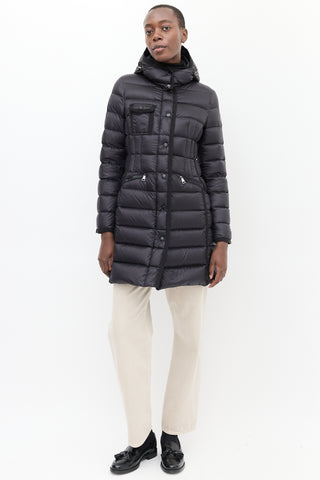 Moncler Black Quilted Down Hermine Coat