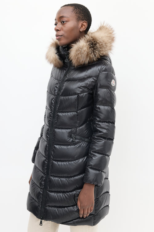 Moncler Black Quilted Fur Down Aphia Coat