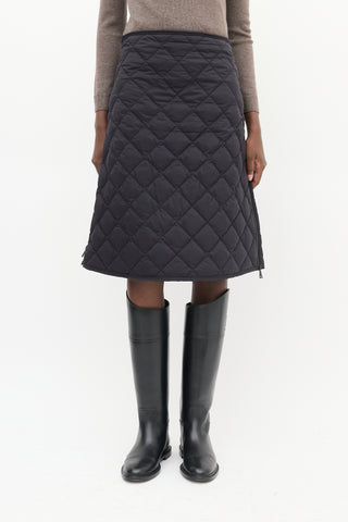 Moncler Black Quilted Gonna Midi Skirt