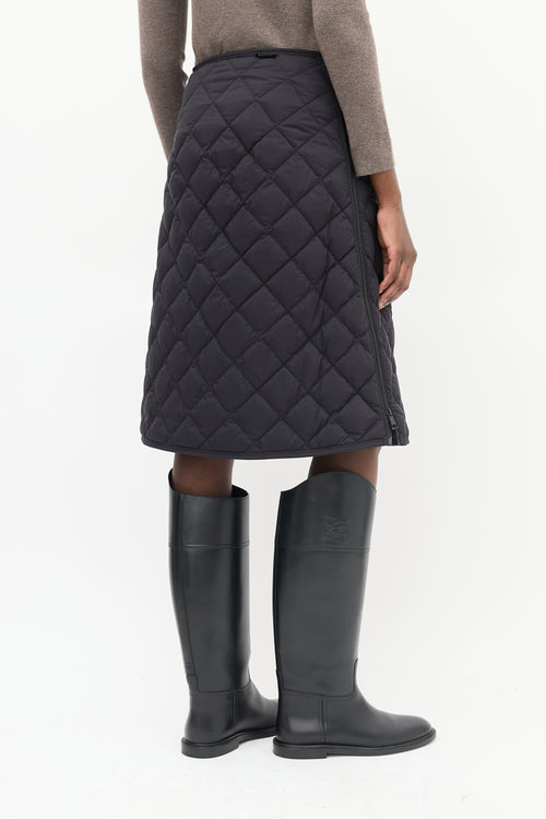 Moncler Black Quilted Gonna Midi Skirt