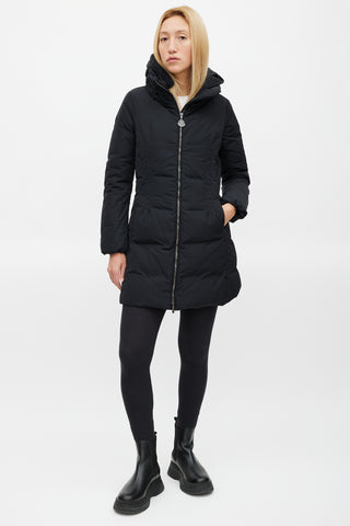 Moncler Black Renne Down Hooded Coat