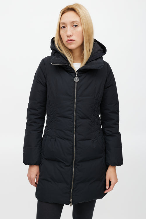 Moncler Black Renne Down Hooded Coat