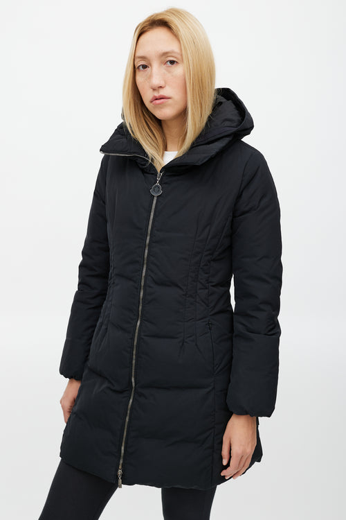 Moncler Black Renne Down Hooded Coat