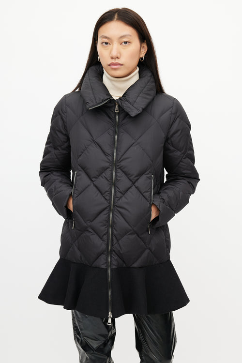 Moncler Black Vouglans Peplum Down Coat