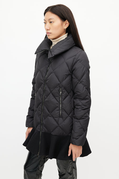 Moncler Black Vouglans Peplum Down Coat