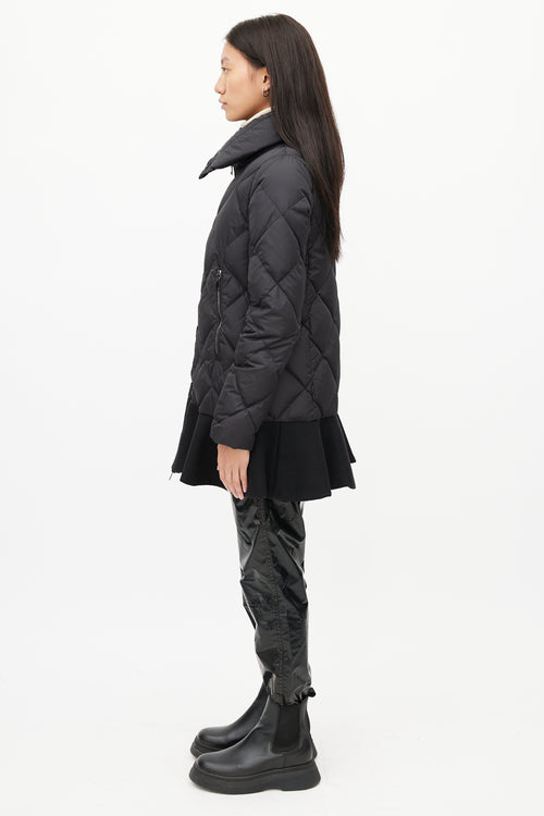 Moncler Black Vouglans Peplum Down Coat