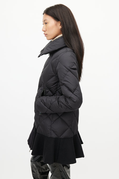 Moncler Black Vouglans Peplum Down Coat