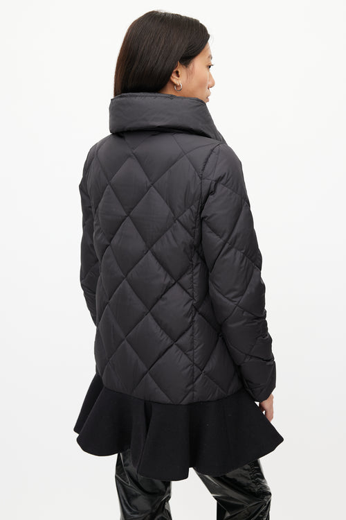 Moncler Black Vouglans Peplum Down Coat