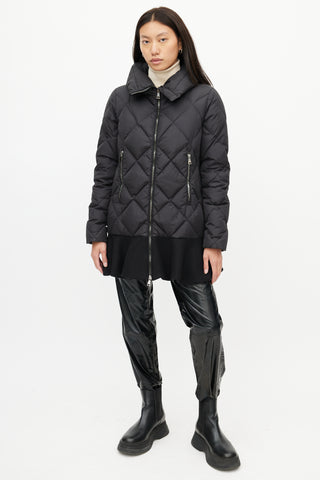 Moncler Black Vouglans Peplum Down Coat