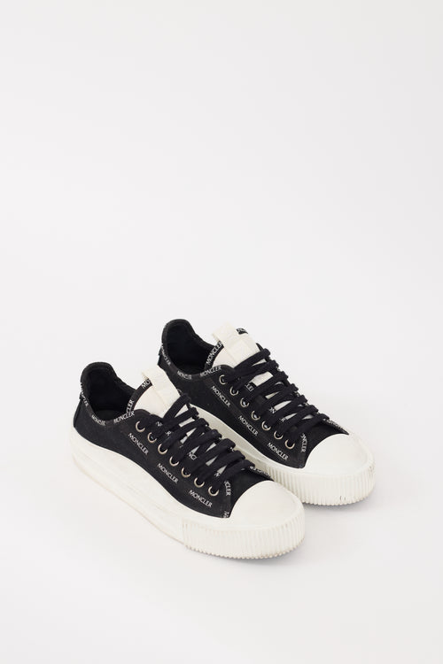 Moncler Black 
White Canvas Glissiere Sneaker