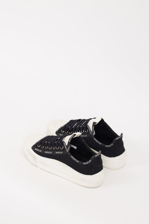 Moncler Black 
White Canvas Glissiere Sneaker