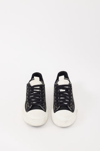 Moncler Black 
White Canvas Glissiere Sneaker