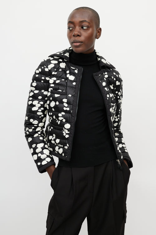 Moncler Black 
White Dotted Nylon Jacket