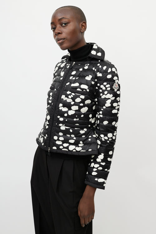 Moncler Black 
White Dotted Nylon Jacket