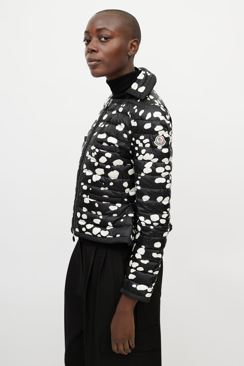 Moncler Black 
White Dotted Nylon Jacket