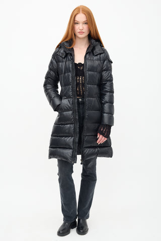 Moncler Black Down 
Nylon Moka Puffer Coat