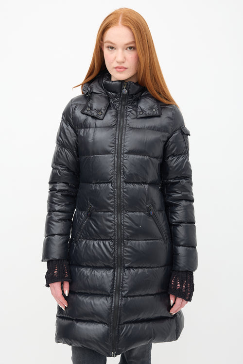 Moncler Black Down 
Nylon Moka Puffer Coat