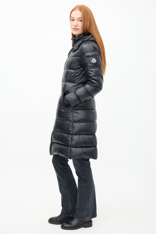 Moncler Black Down 
Nylon Moka Puffer Coat