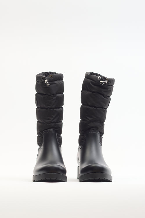 Moncler Black Nylon Quilted Ginette Puffer Boot