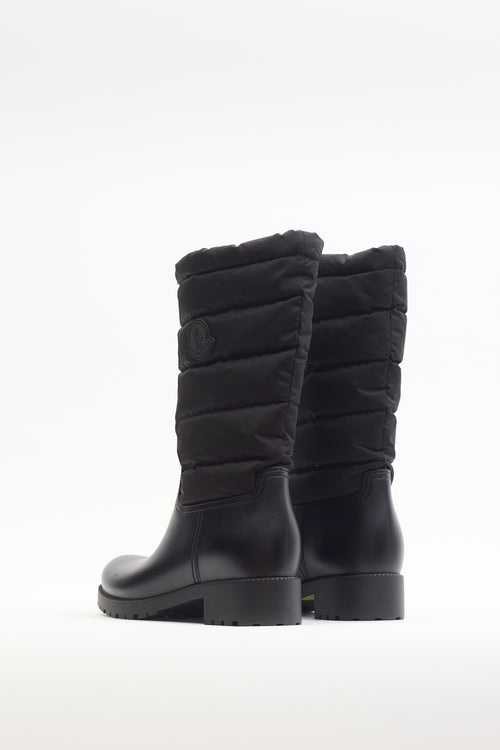 Moncler Black Nylon Quilted Ginette Puffer Boot