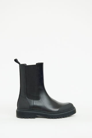 Moncler Black Leather Patty Chelsea Boot