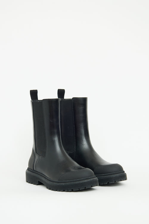 Moncler Black Leather Patty Chelsea Boot