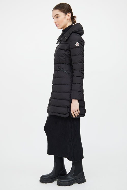 Moncler Black Down Flammette Coat