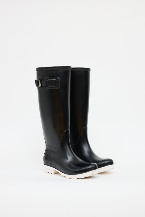 Moncler Black Hermine Rain Boot