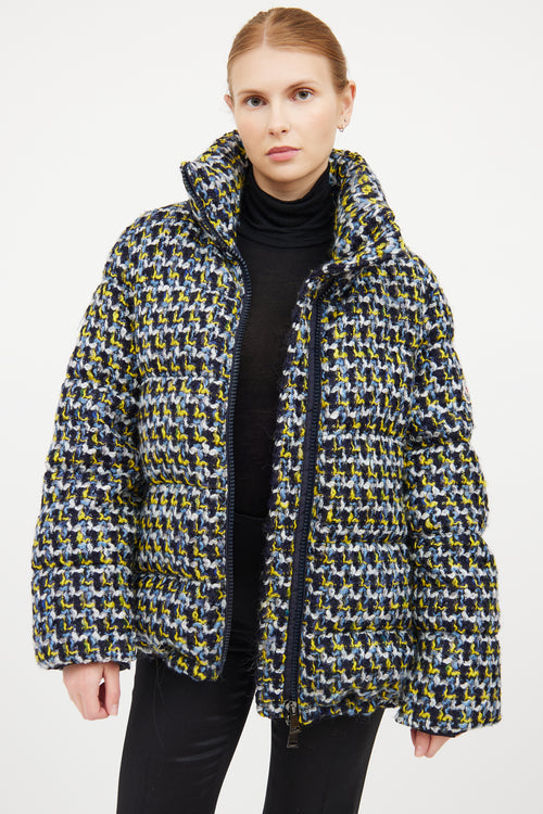 Moncler Blue 
Multi Woven Puffer Jacket